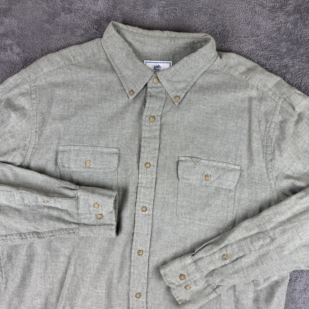 Southern Tide Shirt Mens XL Sage Green Classic Fit Button Down Cotton Pockets
